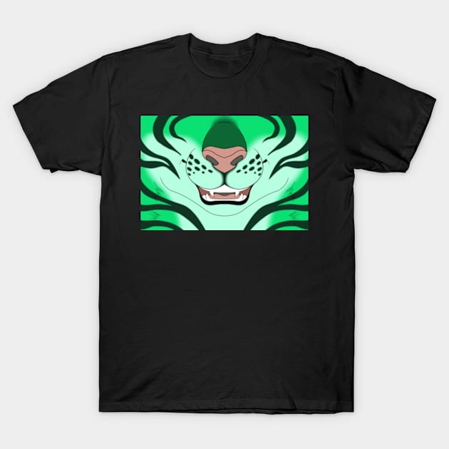 Mint Tiger Face T-Shirt by KeishaMaKainn